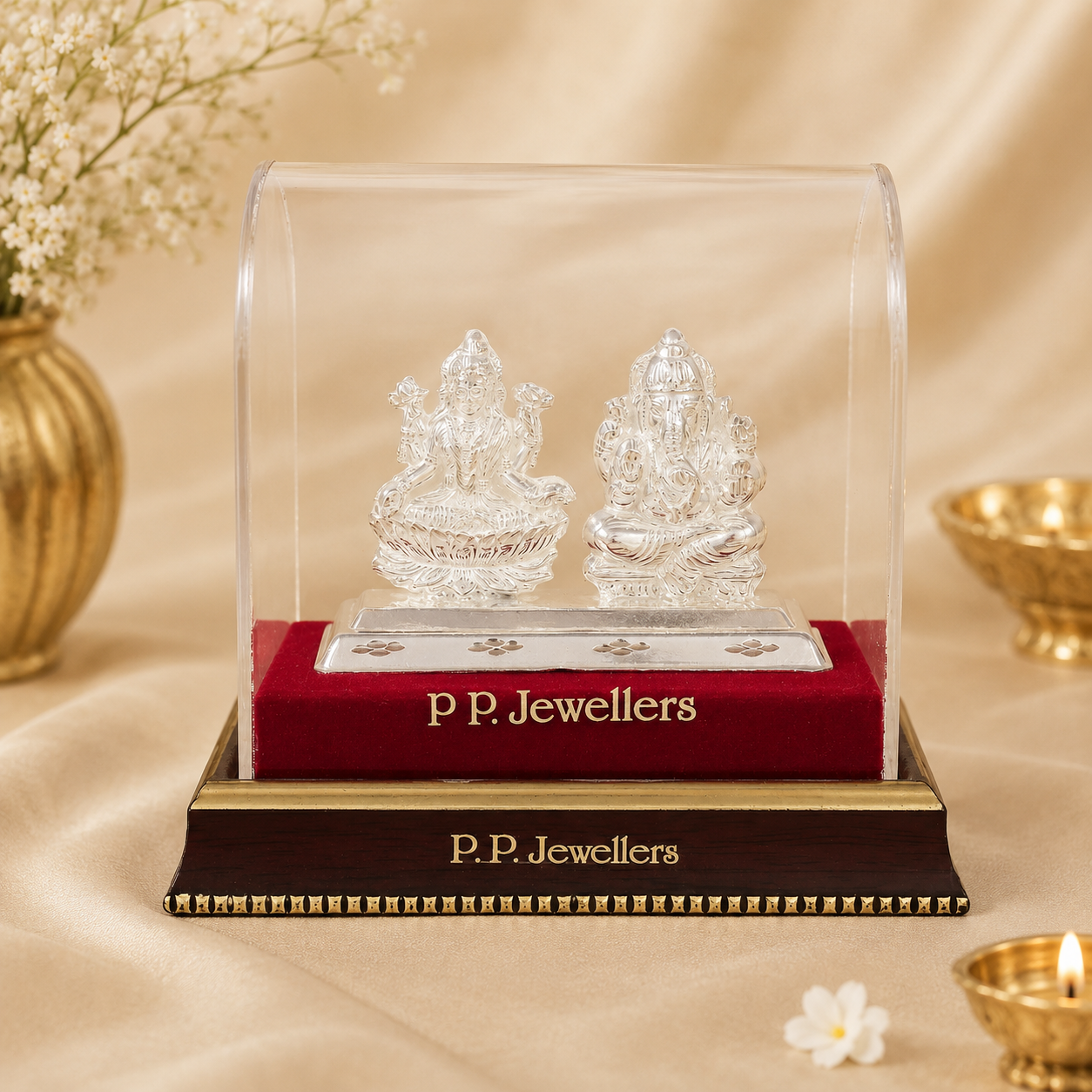 Divine Lakshmi Ganesh Silver Idol