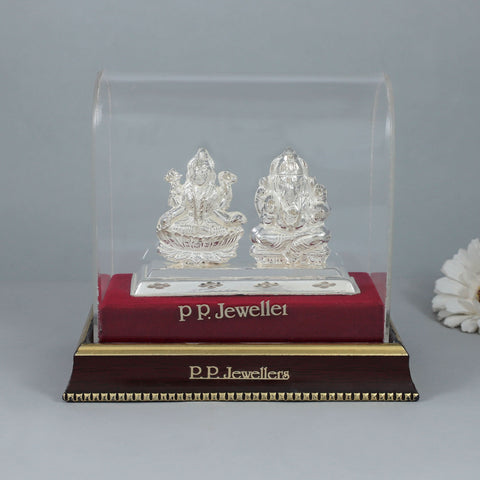 Divine Lakshmi Ganesh Silver Idol