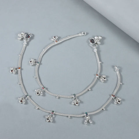Nayra Classic Color Drops Silver Anklets