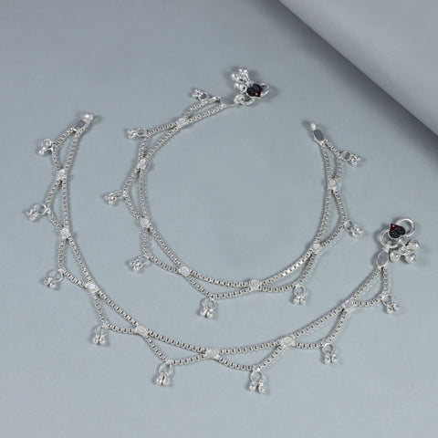 Monika Graceful Ghungroo Silver Anklets