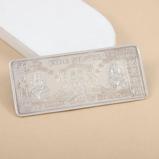 Pleasing 50GM Lakshmi-Ganesh Silver Coin