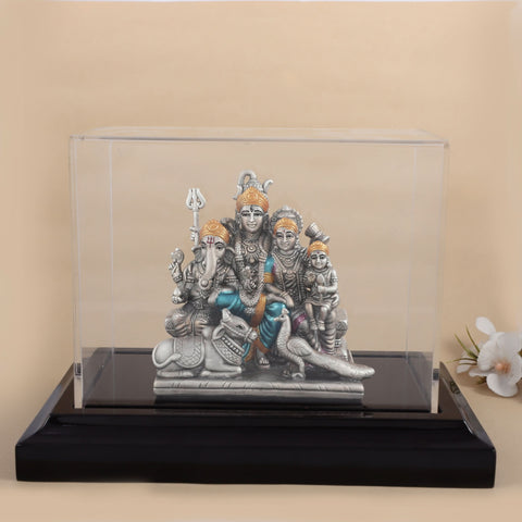 Beautiful Shiv Parivar Silver Idol