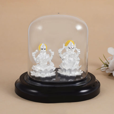 Divine Lakshmi Ganesha Silver Idol
