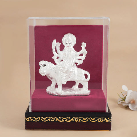 Glorious Maa Durga Silver Idol