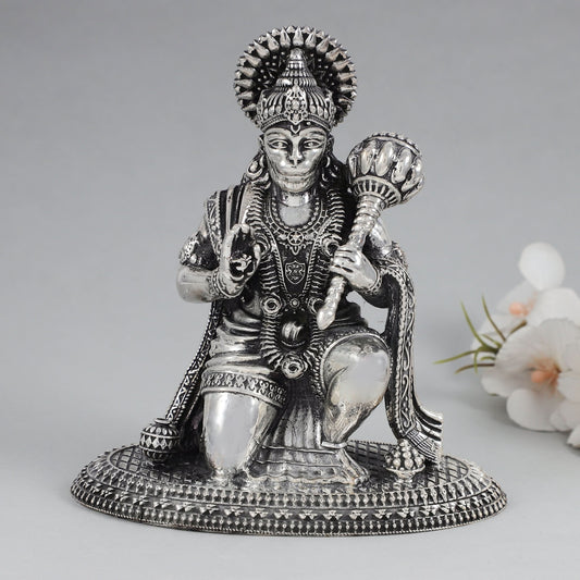 Antique  Pavanputra Silver Idol