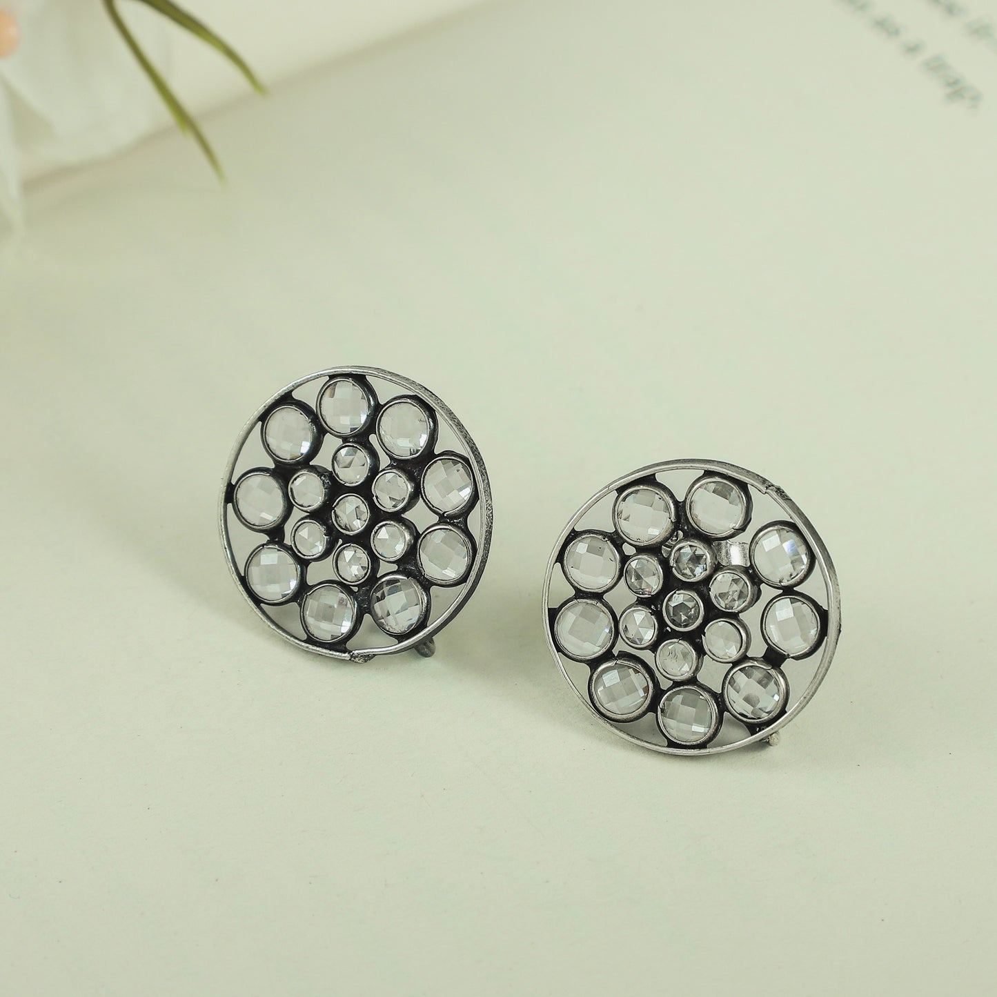 Kayna Sterling Silver Crystal Stud Earrings