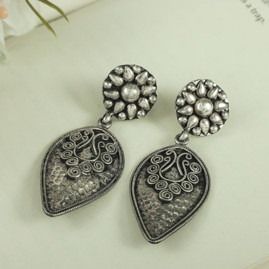 Rasya Tribal Silver Earrings