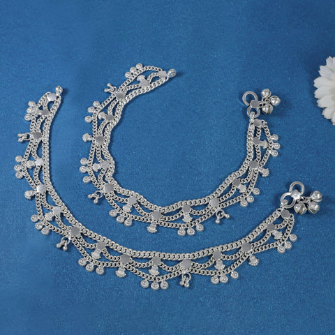 Meera Classic Chain Silver Anklets