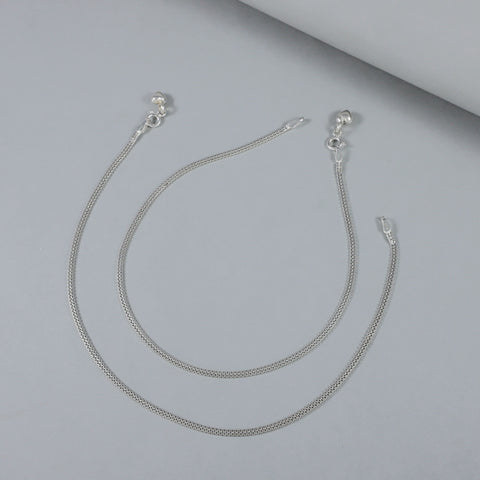 Sleek Box Chain Silver Anklets