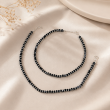 Riva Grace Black Bead Silver Anklets