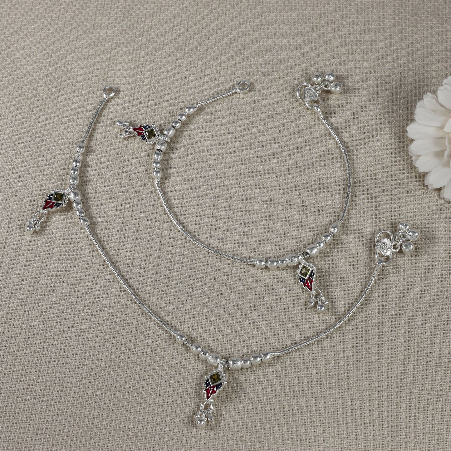 Tiny Bell Baby Silver Anklets For Kids