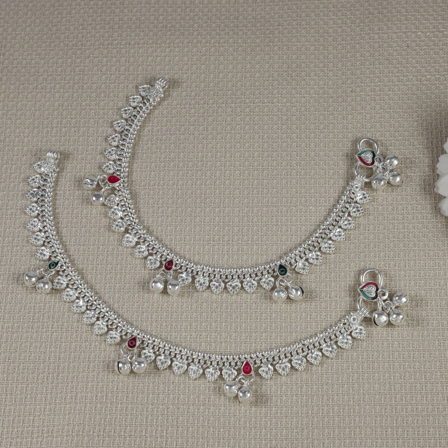 Mini Pearl Drop Silver Baby Anklets