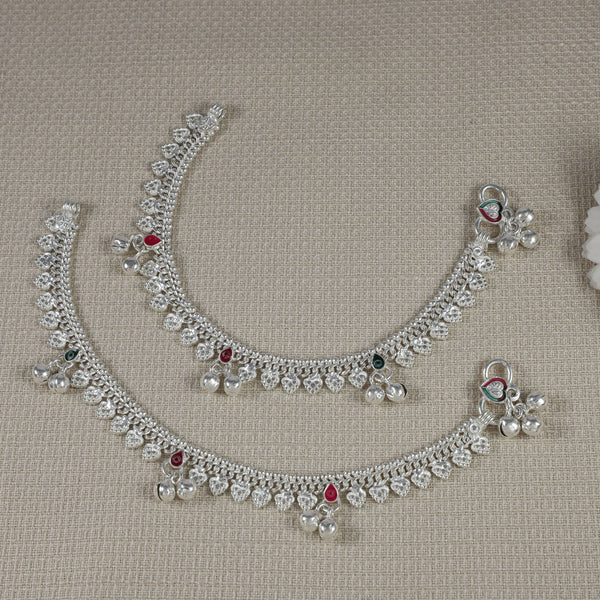 Mini Pearl Drop Silver Baby Anklets