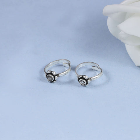 Grace Petite Stone  Silver Toe Rings