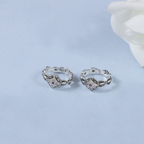 Regal Purple Silver Toe Rings