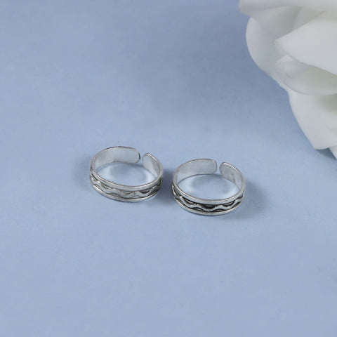 Daily Wear Wave Silver Toe Rings