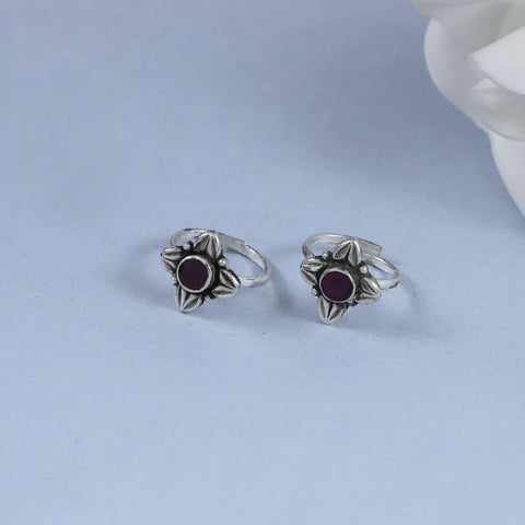 Seema Graceful Bloom Silver Toe Rings