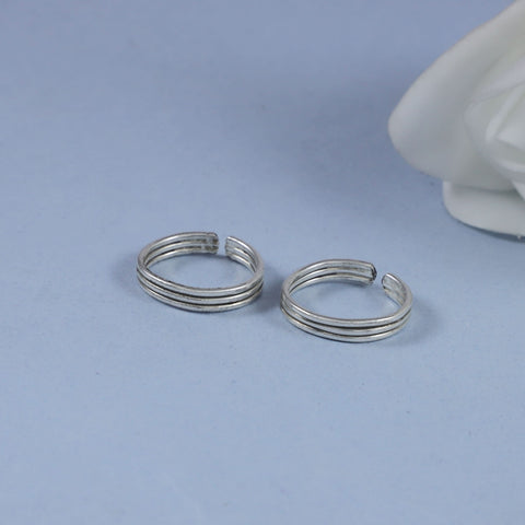 Minimal Triple Line Silver Toe Rings
