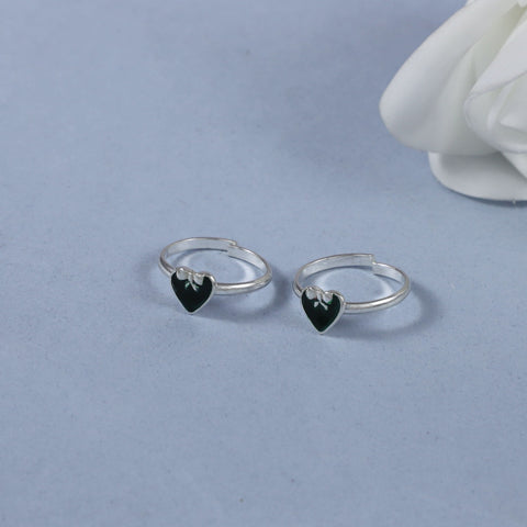 Aarika Myra Heart Silver Toe  Rings