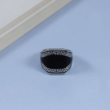 Ekbal Black Enamel Greek Silver Ring For Him