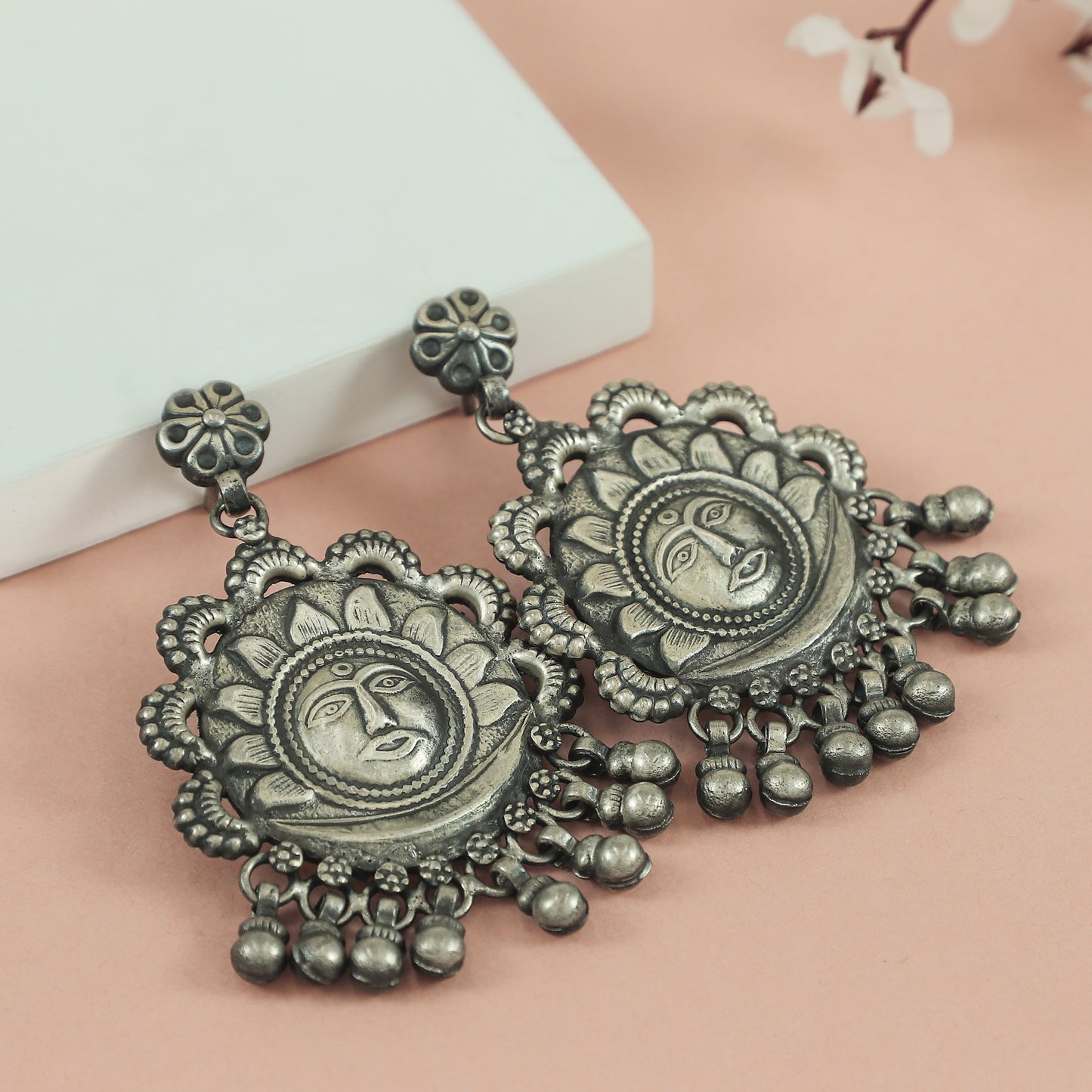 Sarina Elegant Tribal Silver Earrings