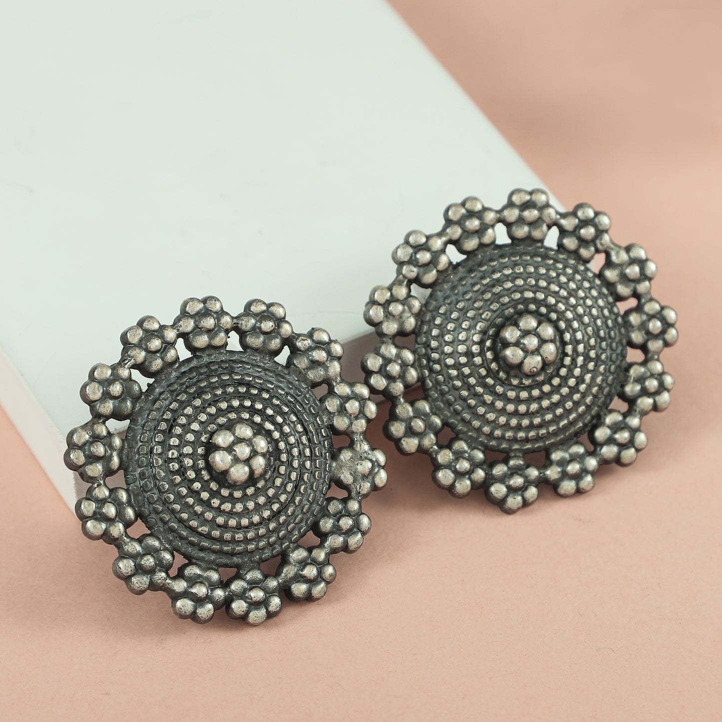 Florina Tribal Silver Stud Earrings