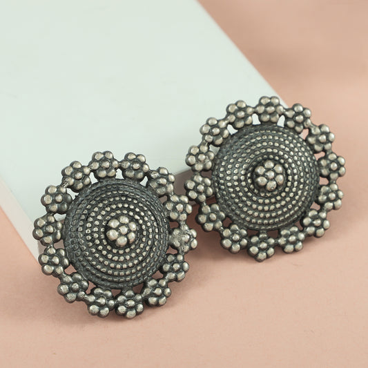 Florina Tribal Silver Stud Earrings