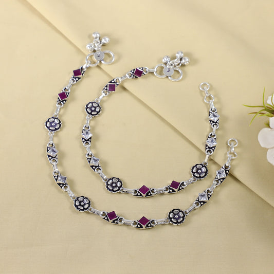 Divya Antique Silver Anklets