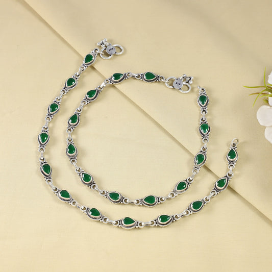 Ishita Antique Silver Anklets