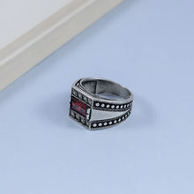Jatin Red Stone Statement Silver Ring For Him