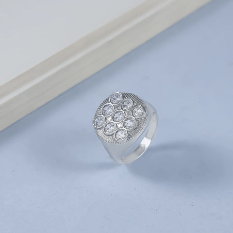 Karan Nine Stone Shine Silver Ring For Him
