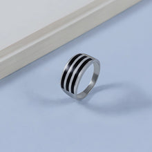 Ayaan Bold Triple Line Silver Ring For Him