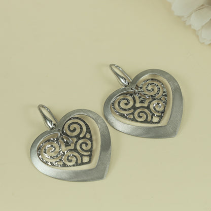 Dhrini Heart Shaped Silver Earrings