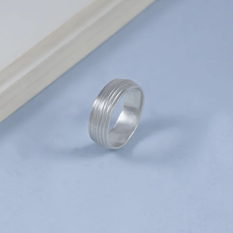 Arjun Classic Groove Silver Ring For Him