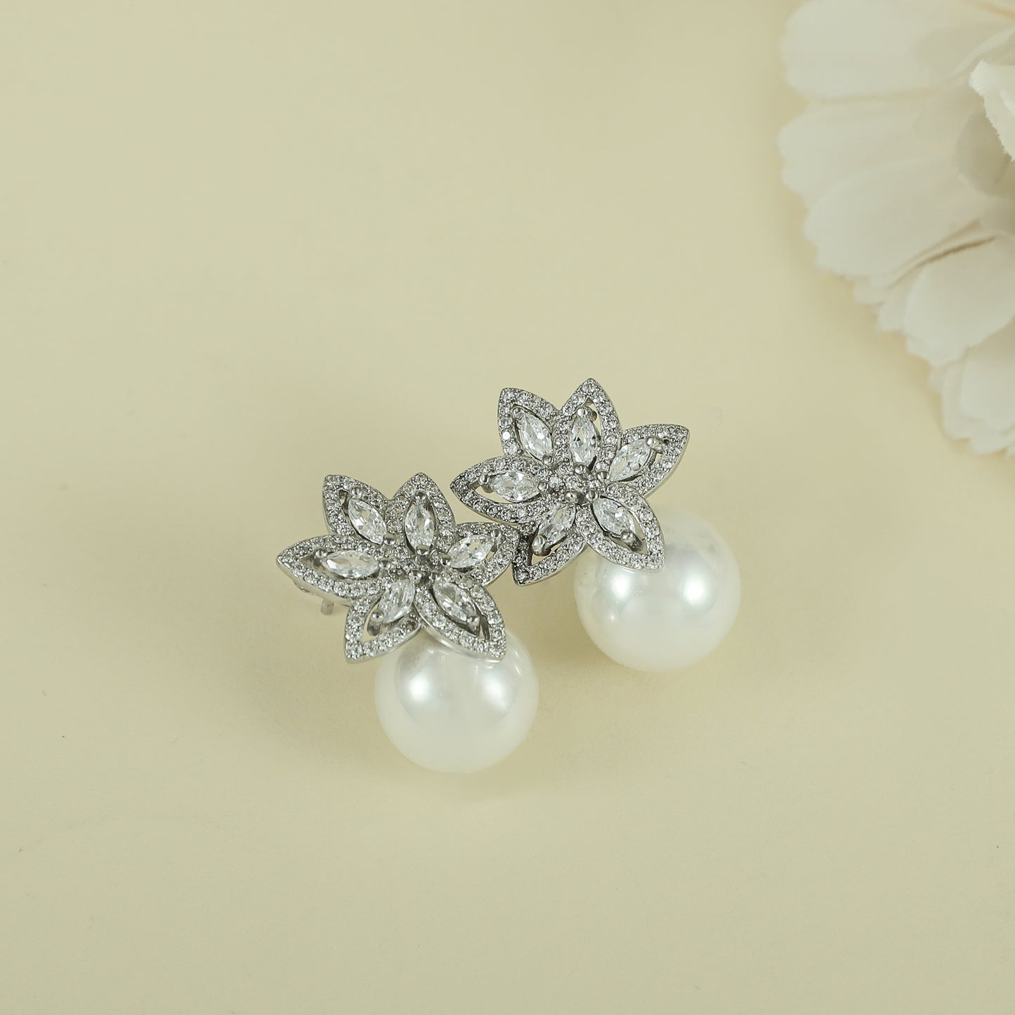 Gauri Floral Silver Earrings