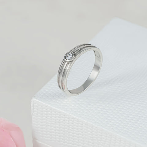 Dev Minimal Stone Silver Ring For Him