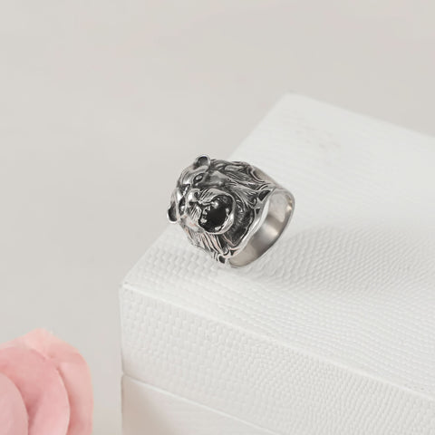 Rudra King Lion Silver Ring For Him
