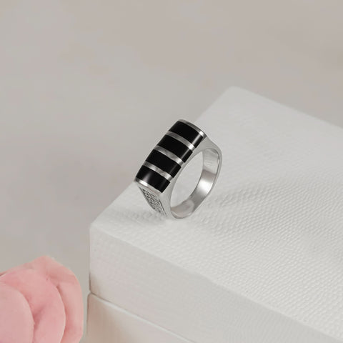 Aryan Elite Black Silver Ring For Him