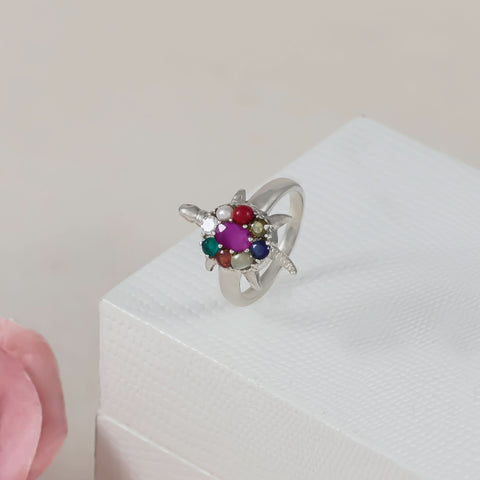 Kunal Mystic Multicolor Silver Ring For Him
