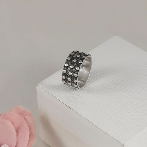 Armaan Midnight Stud Silver Ring For Him