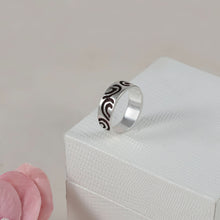 Noir Pattern Silver Band Ring For Him