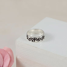 Noir Pattern Silver Band Ring For Him