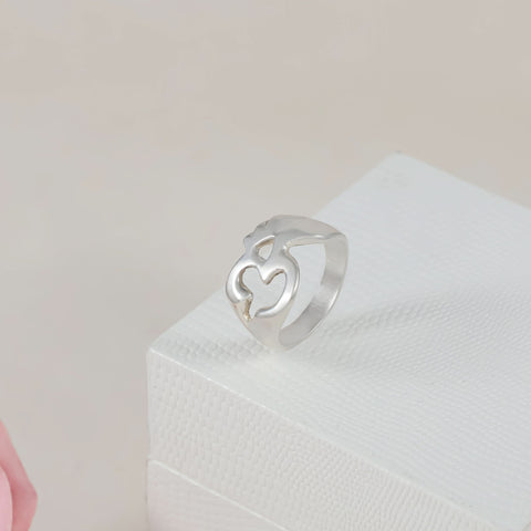Graceful Heart Curve Silver Ring For Him