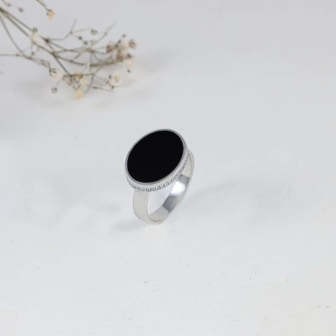 Midnight Onyx Silver  Ring For Him