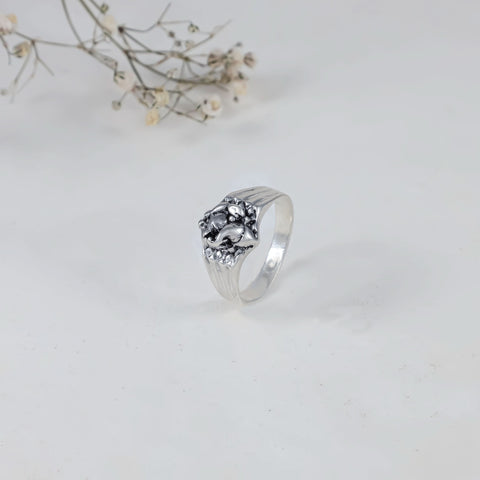 Deep Storm Face Silver Ring For Him
