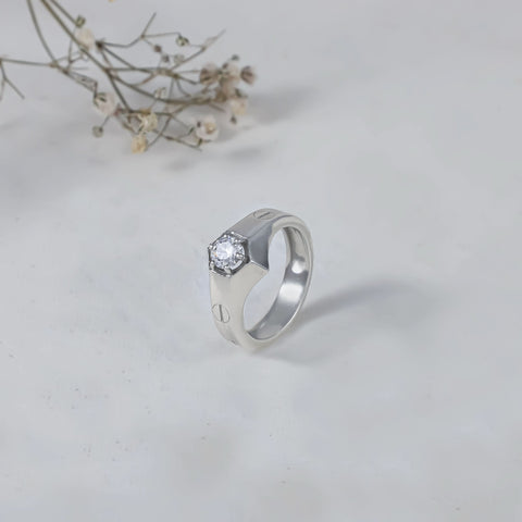 Mahir Sleek Crown Silver Ring For Him