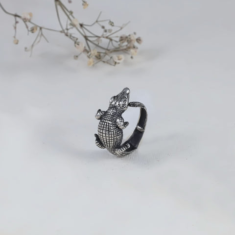 Savage Crocodile Silver Ring For Him