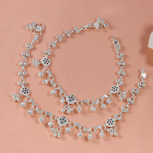 Akshara Silver Anklets