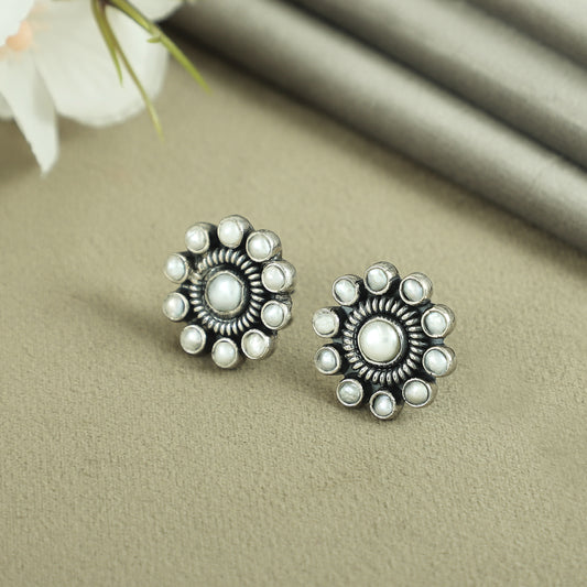 Isha Flair Pearls Silver Earrings