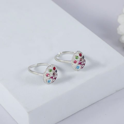 Meera Multistone Silver Toe Rings